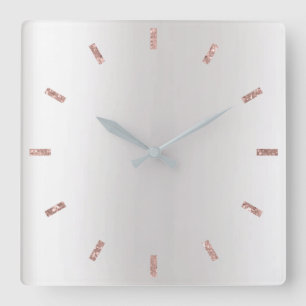 Grijs zilver Roos Blush roze ombre Minimale zwart Vierkante Klok