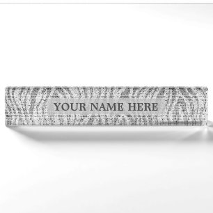 Grijs Zilver Wit Zebraprint Glam Persoonlijk Naambordje