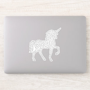 Grijs zilveren kant eenhoorn sticker