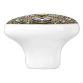 grijs zilvergoud en zwart decopatroon keramische knop (Zijkant)