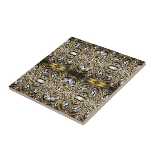 grijs zilvergoud en zwart decopatroon tegeltje (Zijkant)