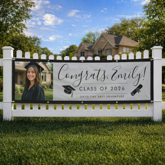 GRIJS & ZWART 2026 | Diploma-banner met foto Spandoek