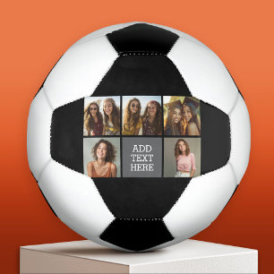 Grijs Zwart 5 Fotocollage met Tekst Voetbal