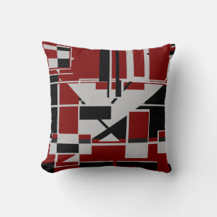 Grijs zwart Bourgondisch geometrisch Abstract laby Kussen