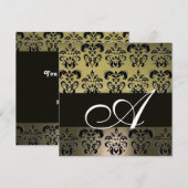 GRIJS ZWART DAMAST MONOGRAAM , wit Kaart (Voorkant / Achterkant)