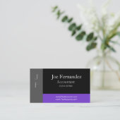 Grijs, zwart en Paars professioneel Visitekaartje (Staand voorkant)