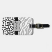 Grijs, zwart en wit Zebra & Cheetah Persoonlijk Bagagelabel (Voorkant horizontaal)