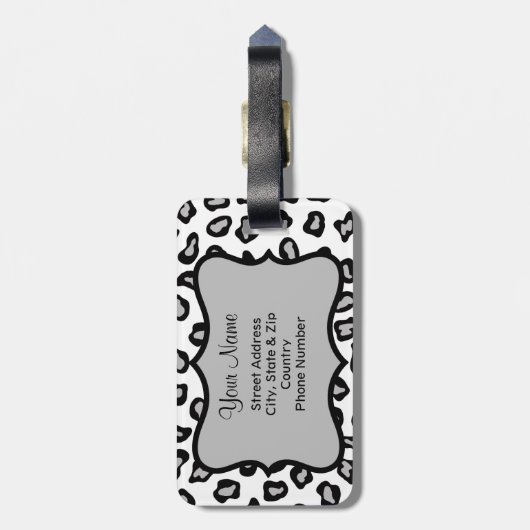 Grijs, zwart en wit Zebra & Cheetah Persoonlijk Bagagelabel (Achterkant verticaal)