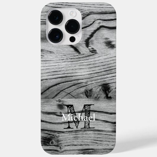  grijs zwart gebrand hout Monogram Case-Mate iPhone Case (Achterkant)