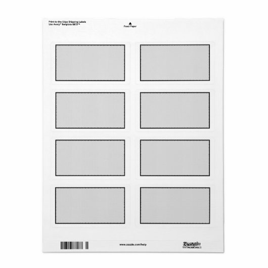 Grijs zwart gestikt rand verzendadres label (Full Sheet)