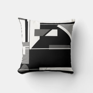 Grijs Zwart Houtskool Wit Nautisch Look Abstract Kussen