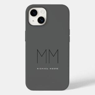 Grijs Zwart Koppel Modern Monogram Uw Naam Beginle iPhone 14 Hoesje