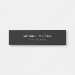 Grijs Zwart Modern Minimalistisch Eenvoudig Serif Deurbordje