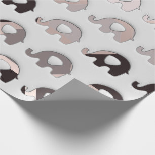 Grijs Zwart Pastel Grijs 3D Olifanten Cadeaupapier