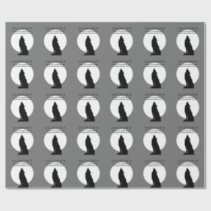 Grijs Zwart Pop Art Leiderschap Wolf Huilend Cadeaupapier
