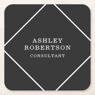 Grijs Zwart Professioneel Stijlvol Trendy Minimali Vierkante Kartonnen Onderzetter