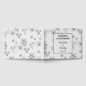 Grijs Zwart Retro Y2K Hippie Bloem Patroon Bruilof Gastenboek (Volledig)
