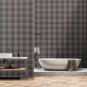Grijs Zwart Rood Large Tartan Plaid Behang