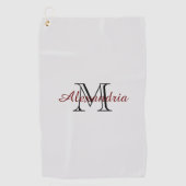 Grijs Zwart Rood Monogram Golfhanddoek (Voorkant)