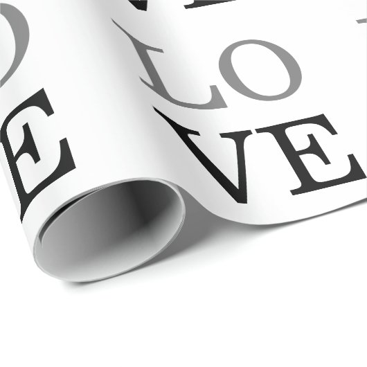 Grijs Zwart Script Liefde Bruiloft Cadeaupapier (Rol Hoek)
