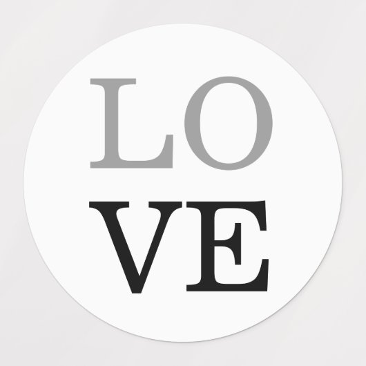 Grijs Zwart Script Liefde Bruiloft Labels (Design 2)