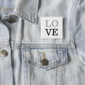 Grijs Zwart Script Liefde Bruiloft Vierkante Button 5,1 Cm (In situ)