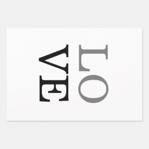 Grijs Zwart Script Liefde Huwelijk  Inpakpapier Vel