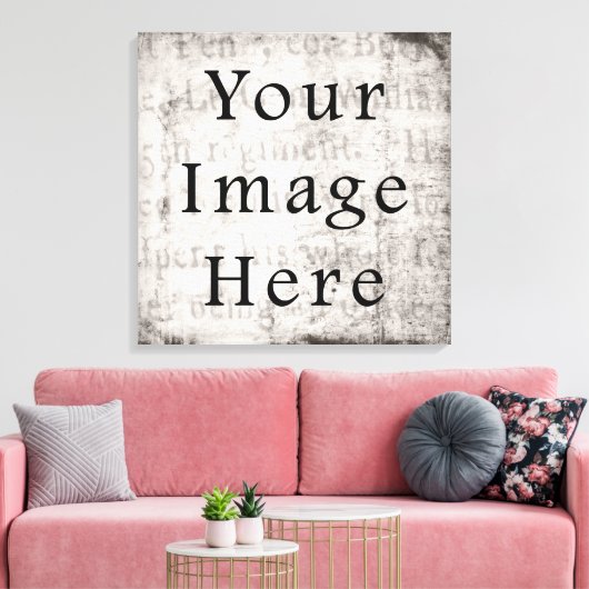  grijs zwart script tekst perkament papier canvas afdruk (Insitu (Woonkamer))