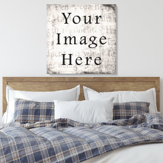  grijs zwart script tekst perkament papier canvas afdruk (Insitu (Slaapkamer))