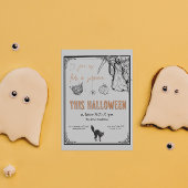 grijs zwart Sinaasappel Halloween Party Briefkaart