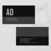 Grijs Zwart Streep Monogram Stijlvol Visitekaartje (Voorkant / Achterkant)