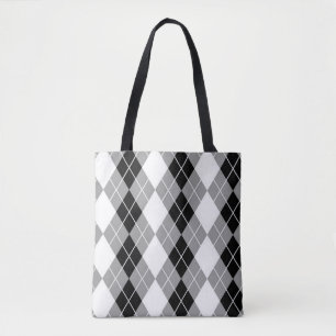 Grijs Zwart Wit Argyle Diamant Design Draagtas