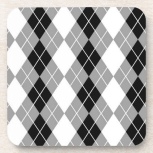 Grijs Zwart Wit Argyle Diamond Design Bier Onderzetter