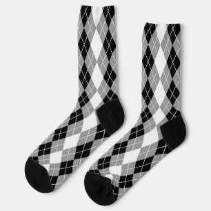 Grijs Zwart Wit Argyle Diamond Design Sokken