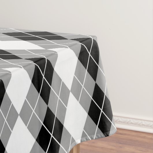 Grijs Zwart Wit Argyle Diamond Design Tafelkleed (Voorbeeld)