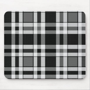 Grijs Zwart Wit Flanel Plaid Tartan Design Muismat