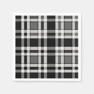 Grijs Zwart Wit Flanel Plaid Tartan Design Servet