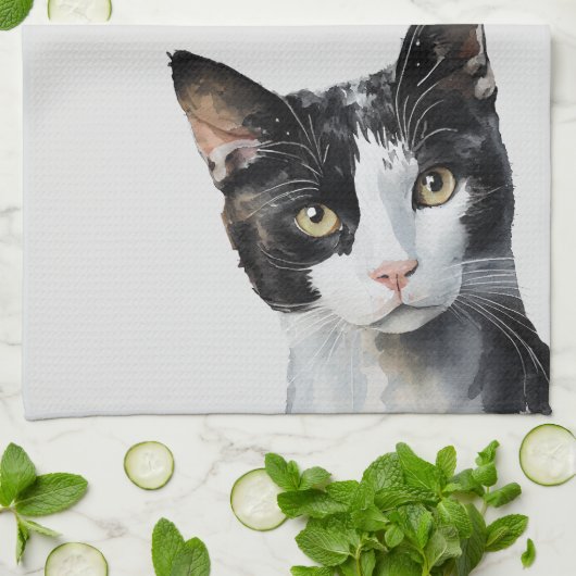 Grijs Zwart Wit Kitty Kat Theedoek (Gevouwen)