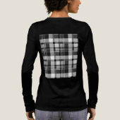 Grijs Zwart Wit Madras Plaid Ontwerp Tri-Blend Shirt (Achterkant)