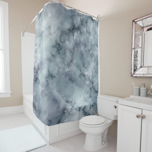 grijs zwart-wit marmer douchegordijn (In situ)