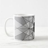 Grijs zwart wit Mosaic Triangle Monogram Koffiemok (Links)
