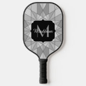 Grijs zwart wit Mosaic Triangle Monogram Pickleball Paddle (Voorkant)