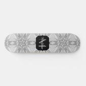Grijs zwart wit Mosaic Triangle Monogram Skateboard (Horizontaal)