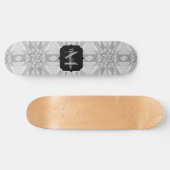 Grijs zwart wit Mosaic Triangle Monogram Skateboard (Horizontaal)