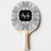 Grijs zwart wit Mosaic Triangle Monogram Tafeltennisbatje (Voorkant)