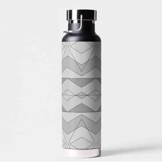Grijs zwart wit Mosaic Triangle Monogram Waterfles (Rechts)