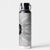 Grijs zwart wit Mosaic Triangle Monogram Waterfles (Achterkant)