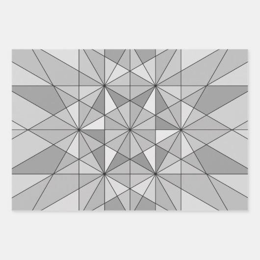 grijs zwart wit mozaïekdriehoekspatroon inpakpapier vel (Voorkant 2)