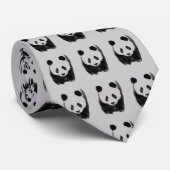 Grijs Zwart Wit Panda Stropdas (Opgerold)