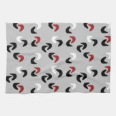 Grijs, zwart, wit, rood Boomerang Mod Retro Theedoek (Horizontaal)